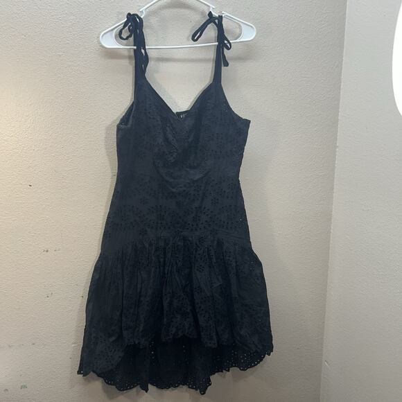 Venus Black Eyelet 100% Cotton Sundress Size 10 Smocked Fairy Whimsigoth Cottage - Picture 1 of 8
